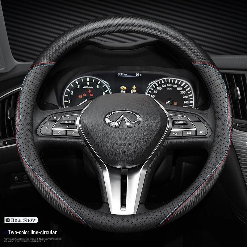 Genuine Leather Steering Wheel Cover for Infiniti Q50L, QX50, G25, QX30, Q60, QX70, FX35, Q70L