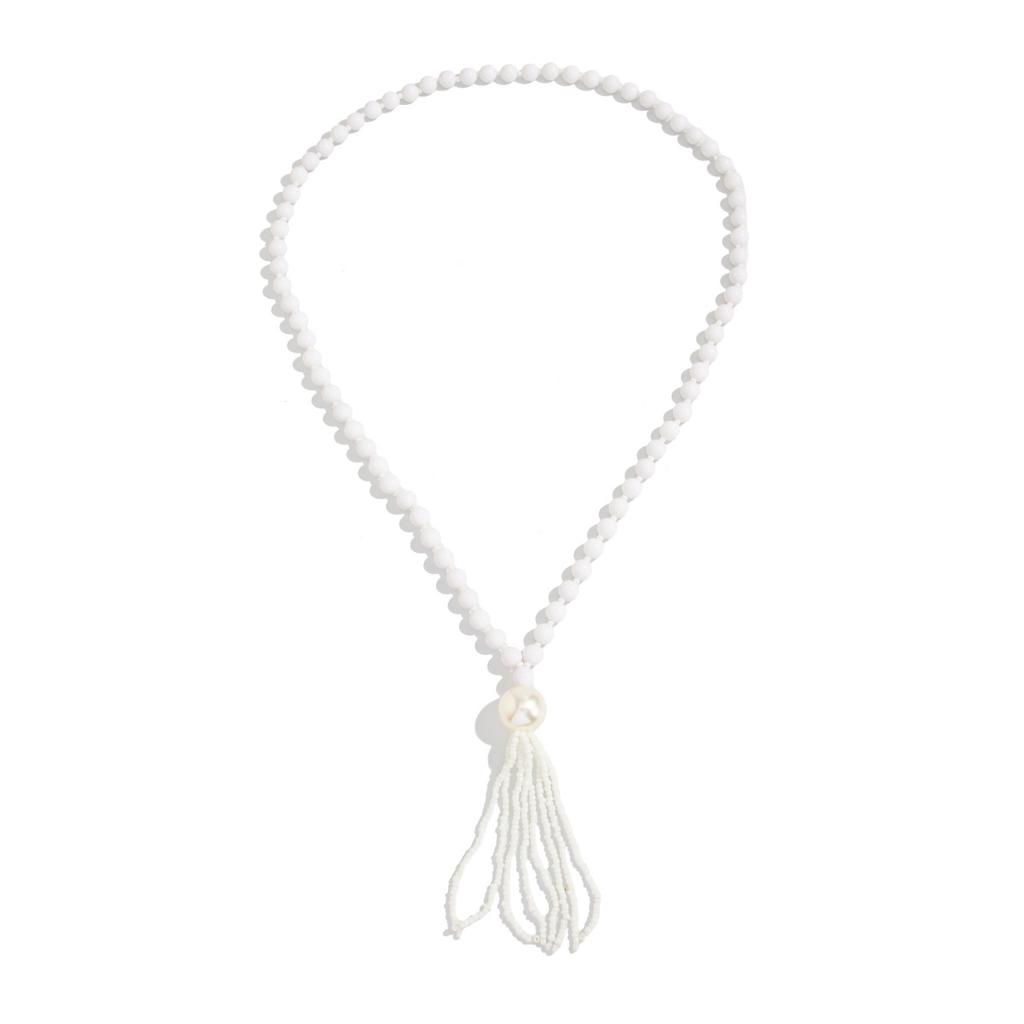 Acrylic Bead Chain Necklace for Women Vintage Tassel Sweater Chain Jewelry Accessory