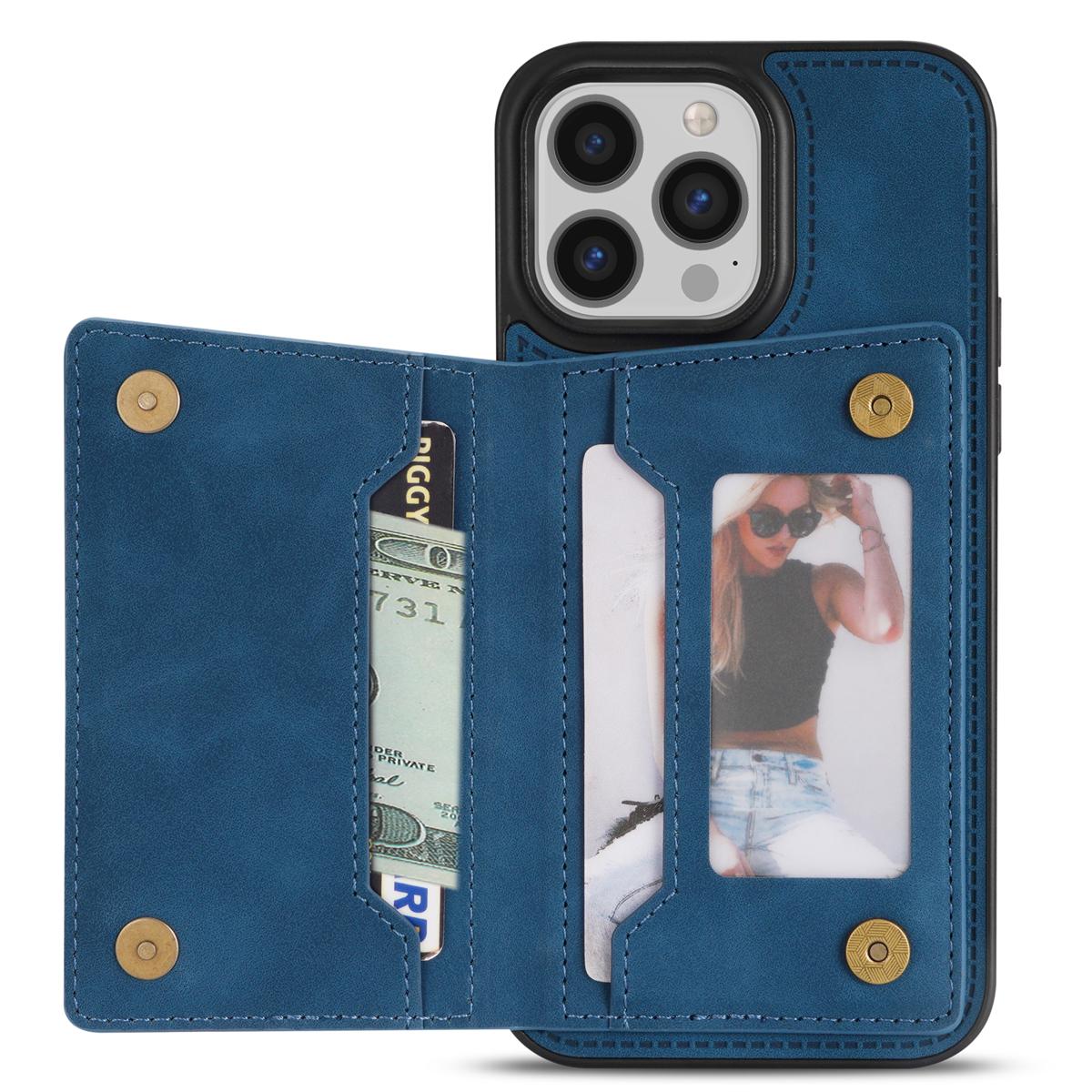 

For iPhone 16 Pro Max Case Zipper Wallet Kickstand PU+TPU Phone Cover Black