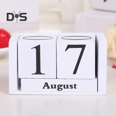 Holzblöcke, Schreibtischkalender, Monats- und Datumsanzeige, wiederverwendbar, Bauernhaus- und rustikaler Massivholz-Ewiger Kalender, Home-Office-Desktop-Dekoration