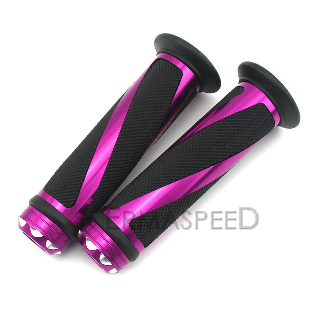 

7/8 Алюминиевые резиновые ручки для мотоцикла, ручки для руля, концевая ручка, ручки для дроссельной заслонки, спортивные мотоциклетные ручки фиолетовый