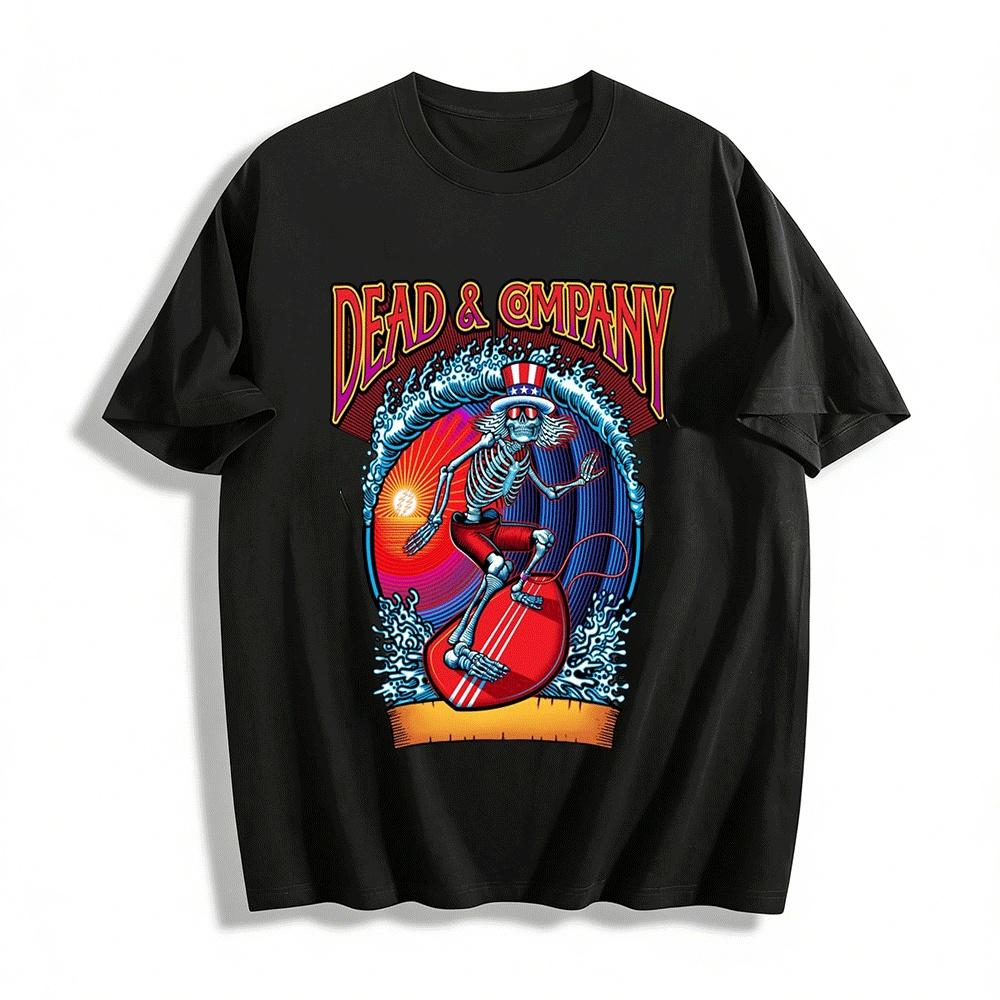 

Dead & Company Surfing Skull Vintage Rock Band Graphic Tee Pure cotton T-shirt XXS