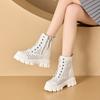 Spring Leather Heightening Mesh Martin Boots Women's Retro Hollow High Heel Lightweight Cool Boots Women