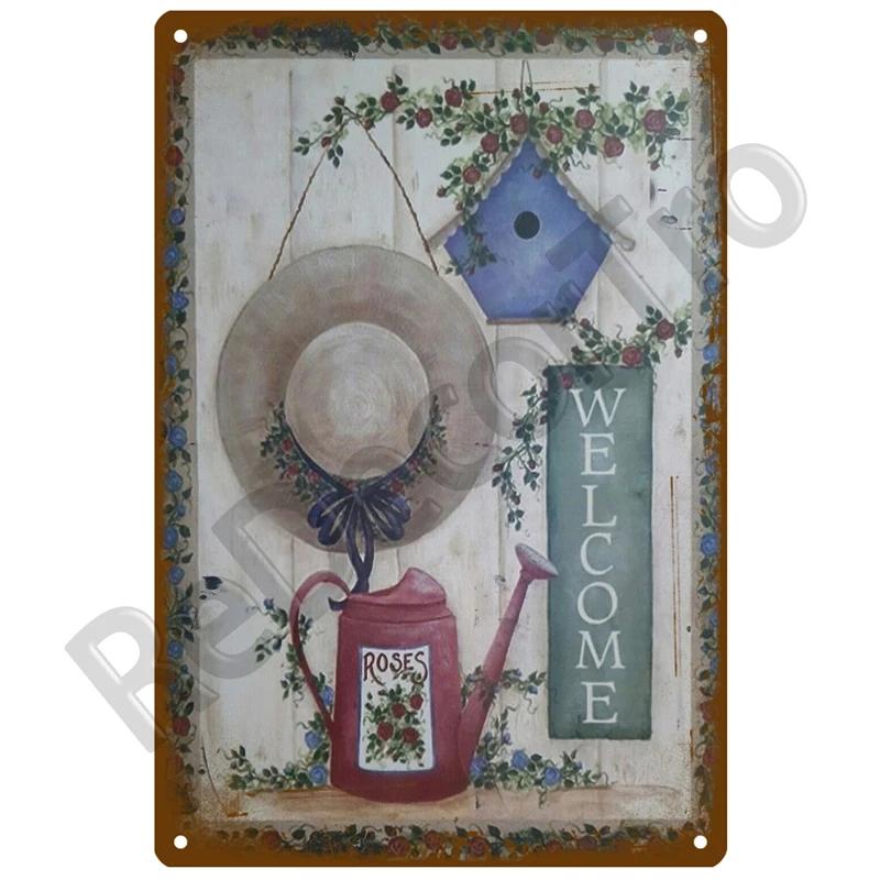 Flower Tin Sign Poster Garden Vintage Wall Poster Metal Sign Decorative Wall Plate Retro Plaque Metal Vintage Decor Accessories