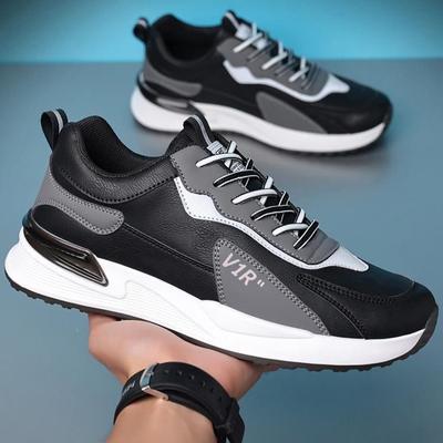 Four Seasons Mesh Men's Shoes Leather Lace-Up Men's Casual Shoes Low Top Platform Running Shoes Men's Fashion Sneakers