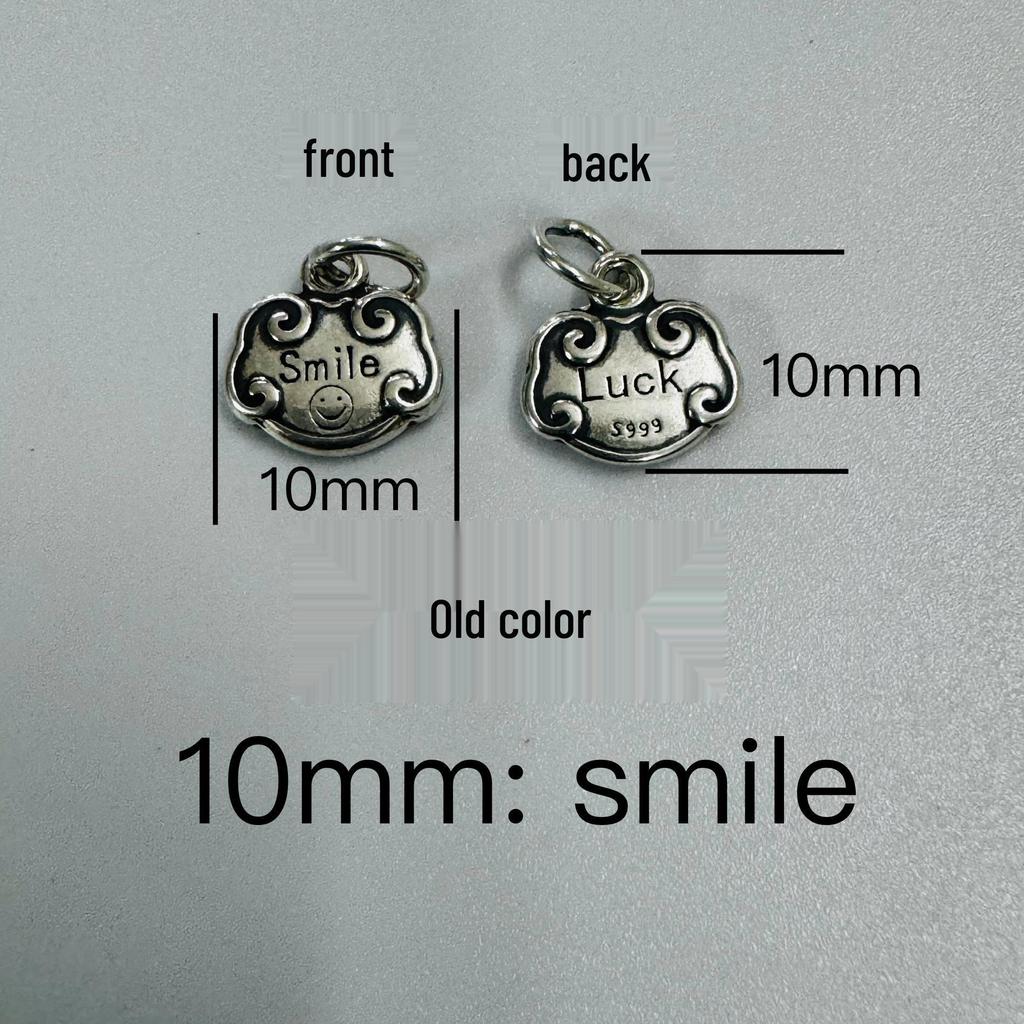 999 Sterling Silver 3D Peace and Fortune Red String Bracelet Charms