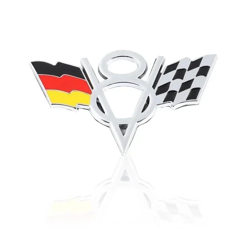3D Metal V8 Italy France America US UK Flag Rear Trunk Fender Emblem Badge Sticker for Dodge Jeep Ford Accessories