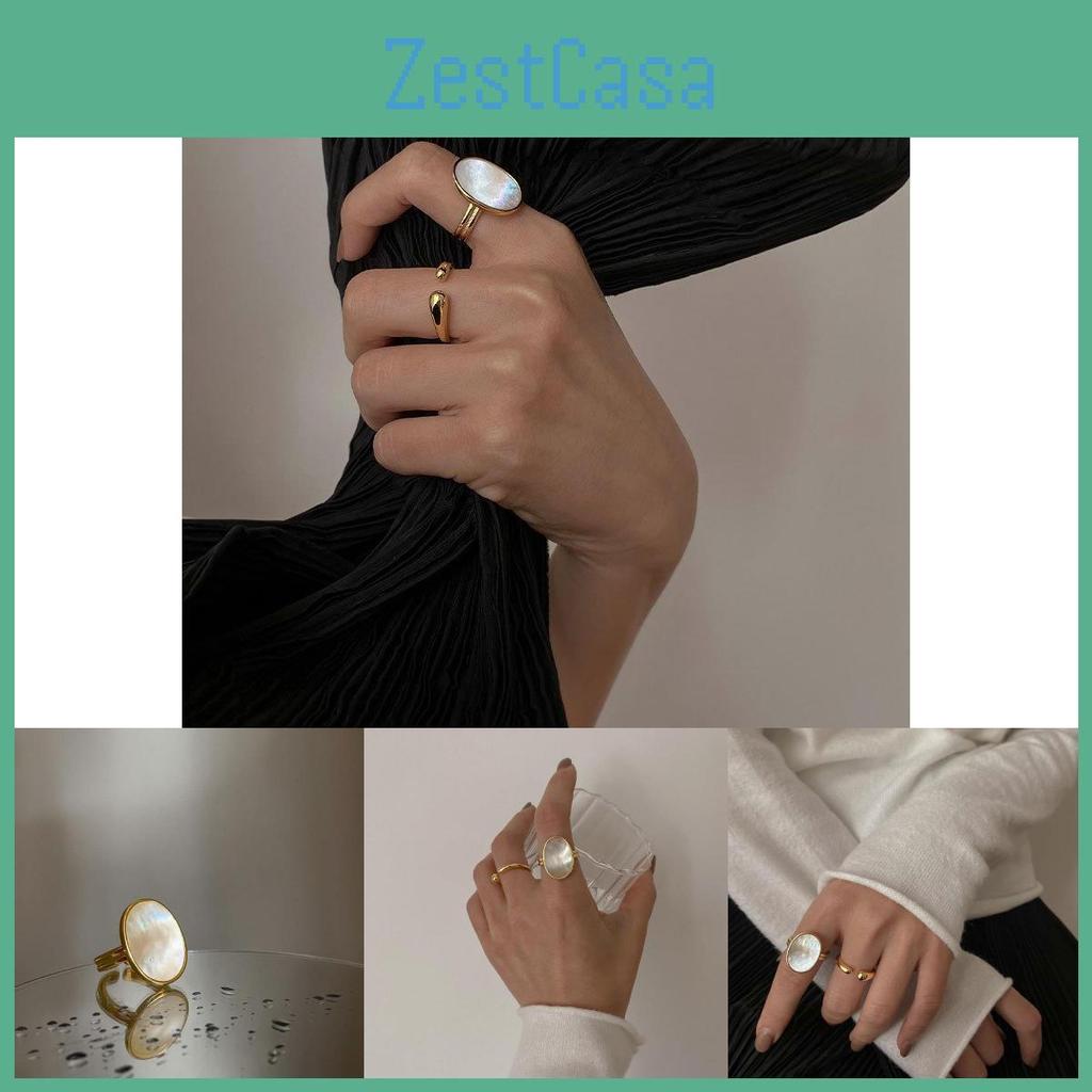 Fashionable S925 Pure Silver Oval Open Shell Ring Ideal For Unique Gift Giving Occasions