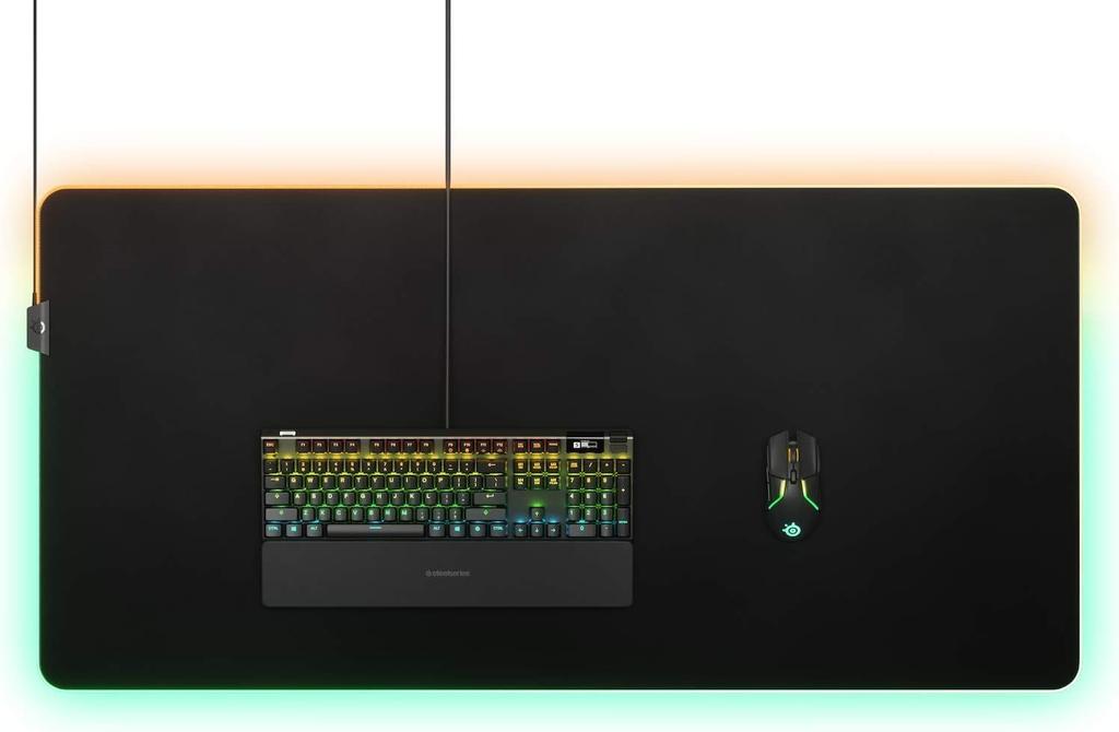 SteelSeries Gaming RGB Rubber x 59cm x QcK Prism 3XL 63512 Mousepad, Large, Illuminated, Non-Slip Base, 12.2cm 0.4cm,