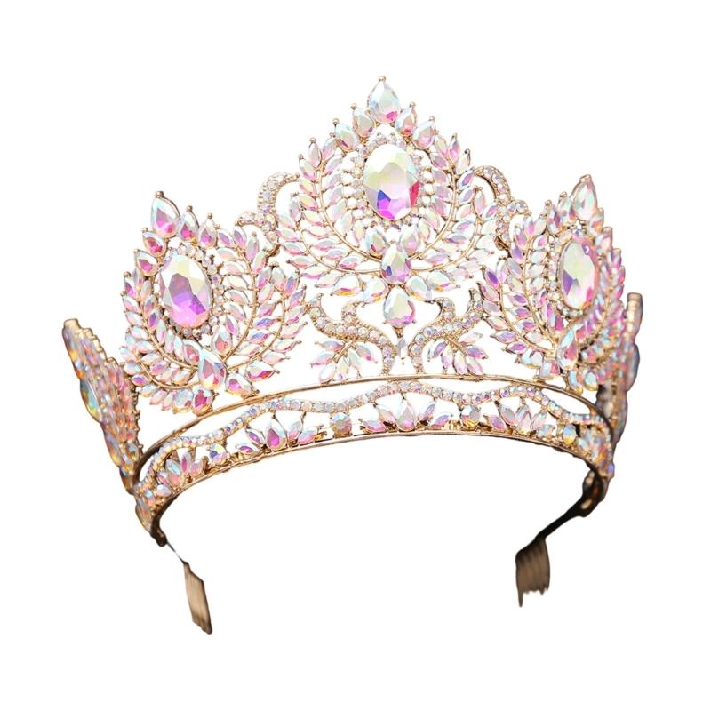 

Luxurious Crystal Studded Tiaras Delicate Crystal Crowns for Women Stylish Tiaras with Embellishments