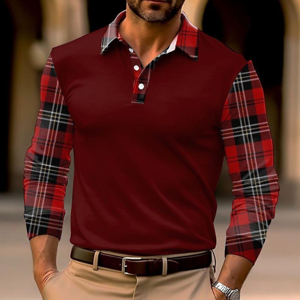 Fashion Men's Long Sleeve Polo Shirt Home Casual Comfortable Long Sleeve Button Down Top