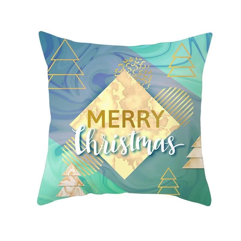 2022 Happy New Year Home Party Decor Cushion Cover Christmas Blue Snowflake Cartoon Printed Pillow Cover Xmas Pillowcase 45x45cm