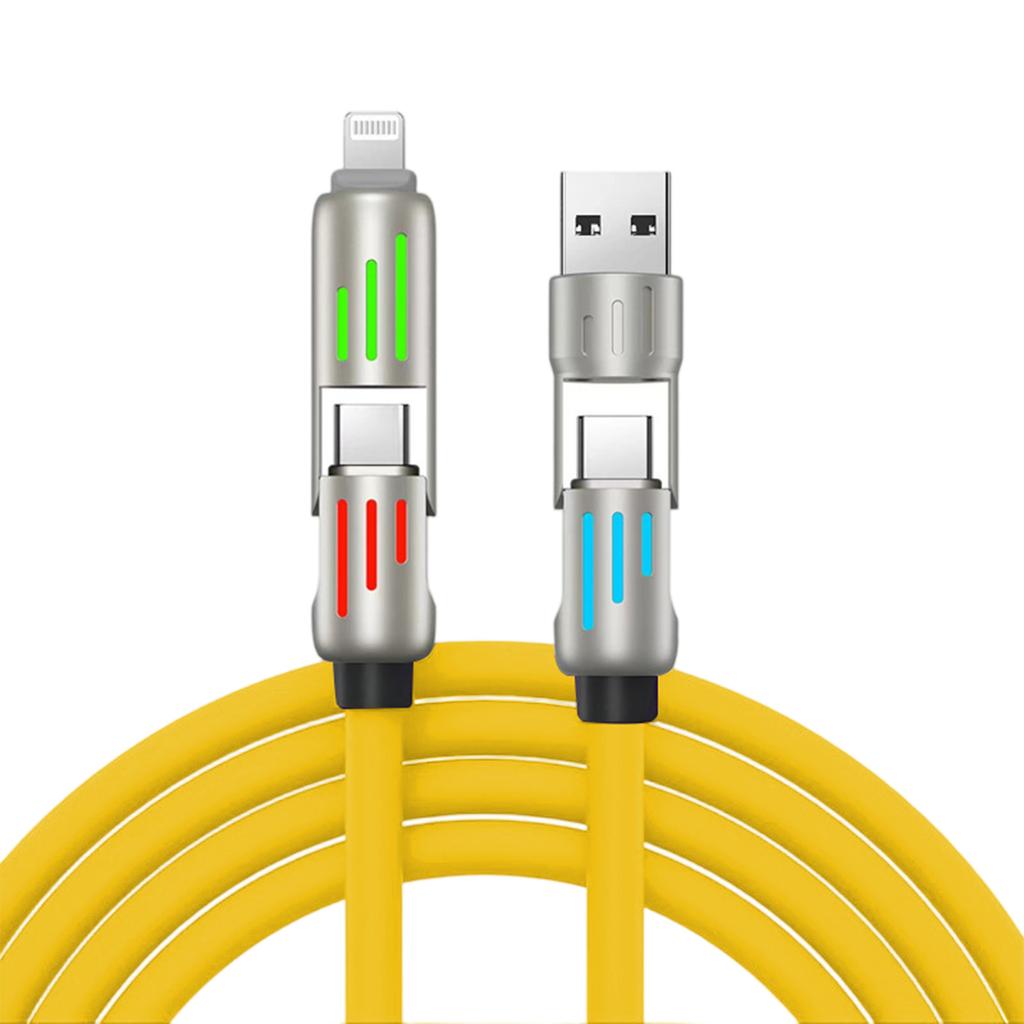 4-in-1 USB Charging Cable, 240W Maximum Fast Charging Cable, Seven-color Breathing Light Fast Charging Cable, Type-C Charging Cable