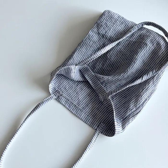 Blue striped linen mini bag
