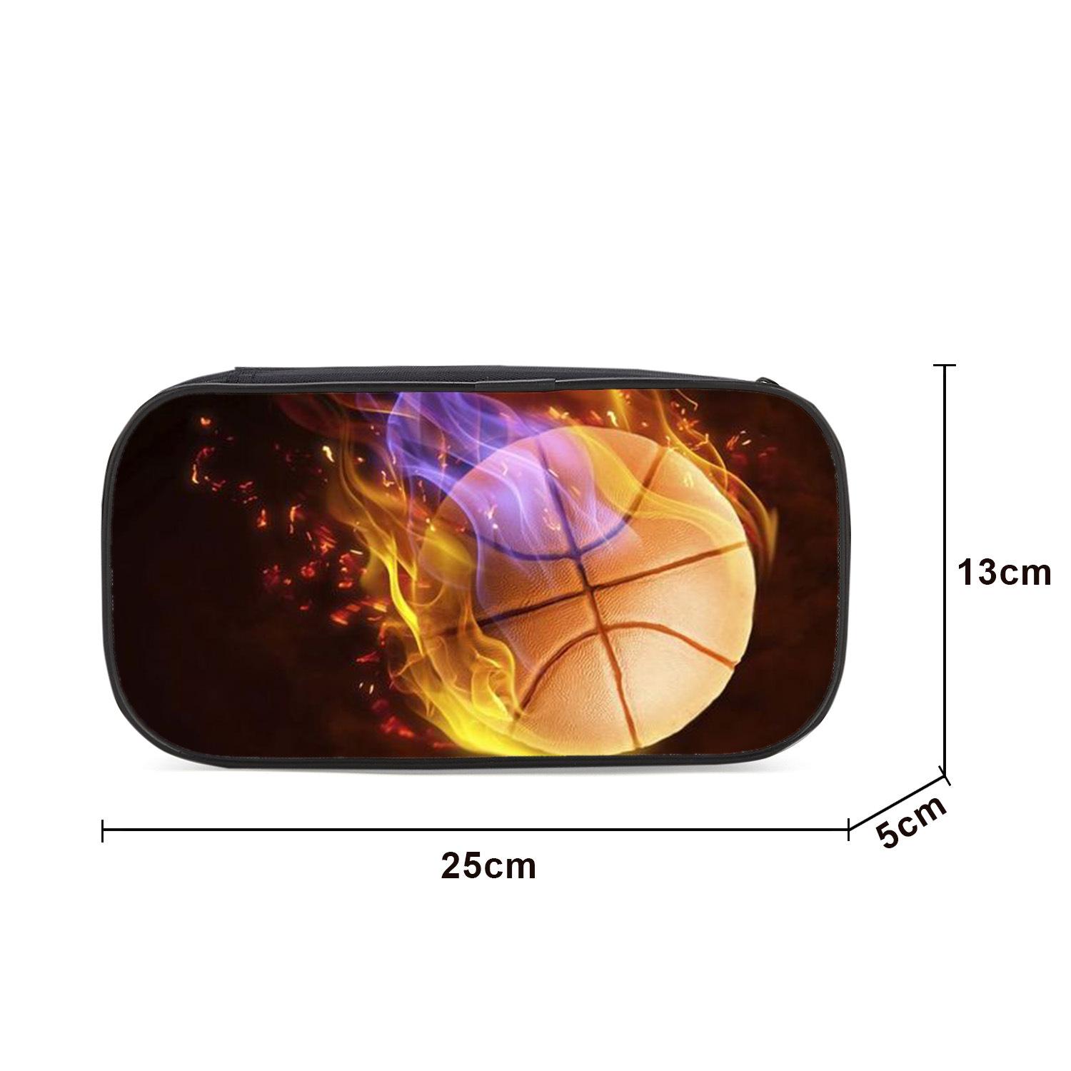 Basketball Pencil Case Football Lightning Ice And Fire Pattern Double Layer Multifunctional Stationery Bag Game Cartoon Pencil Case (as the picture,Pencil case-football-)