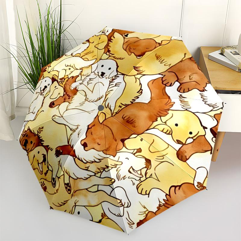 1pc Puppy, Dog Print Automatic Umbrella - Automatic Opening And Closing, Sturdy Iron Frame, Portable Folding Design Yy251018175