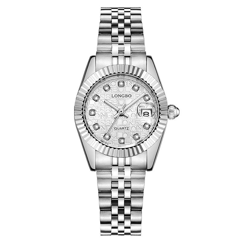 Men Women Fashion Casual Stainless Steel Calendar Diamante Wrist Watch for Business
