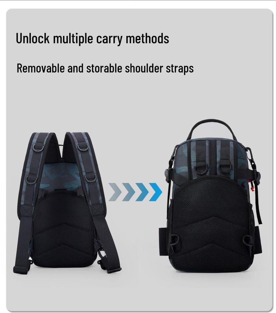 A1R Fishing Gear Backpack: Waterproof, Multifunctional, Large-Capacity Crossbody and Chest Bag.