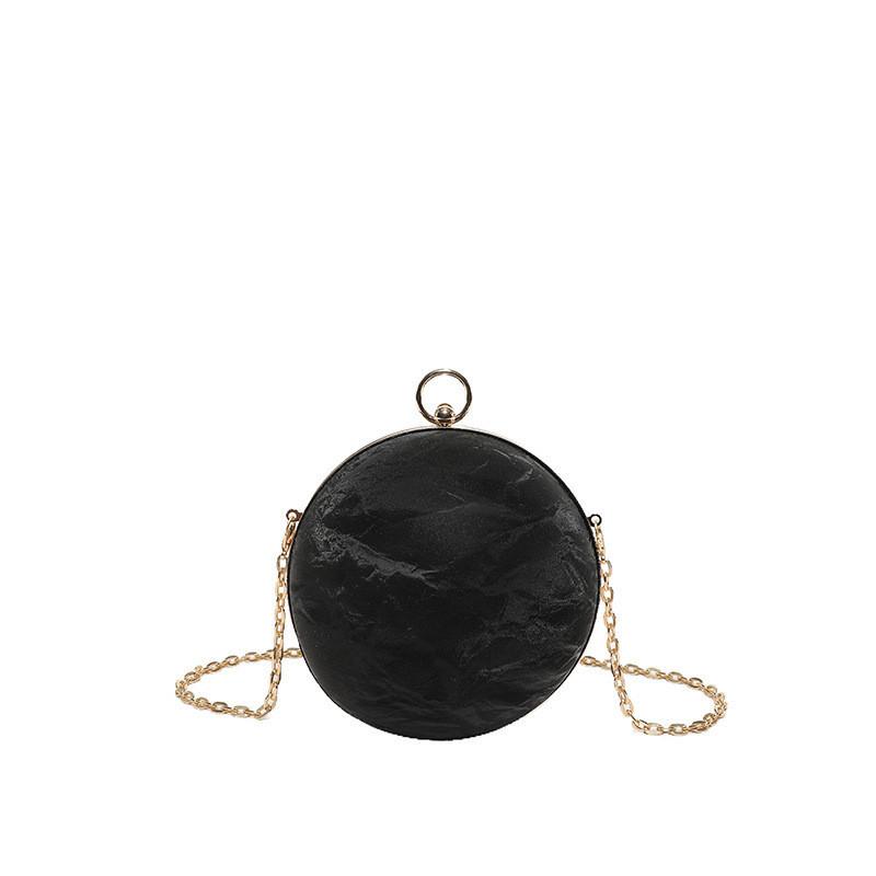 Trendy Street Style Round Handbag 2024 Fashionable Pu Leather Shoulder Bag For Women With Chain Strap