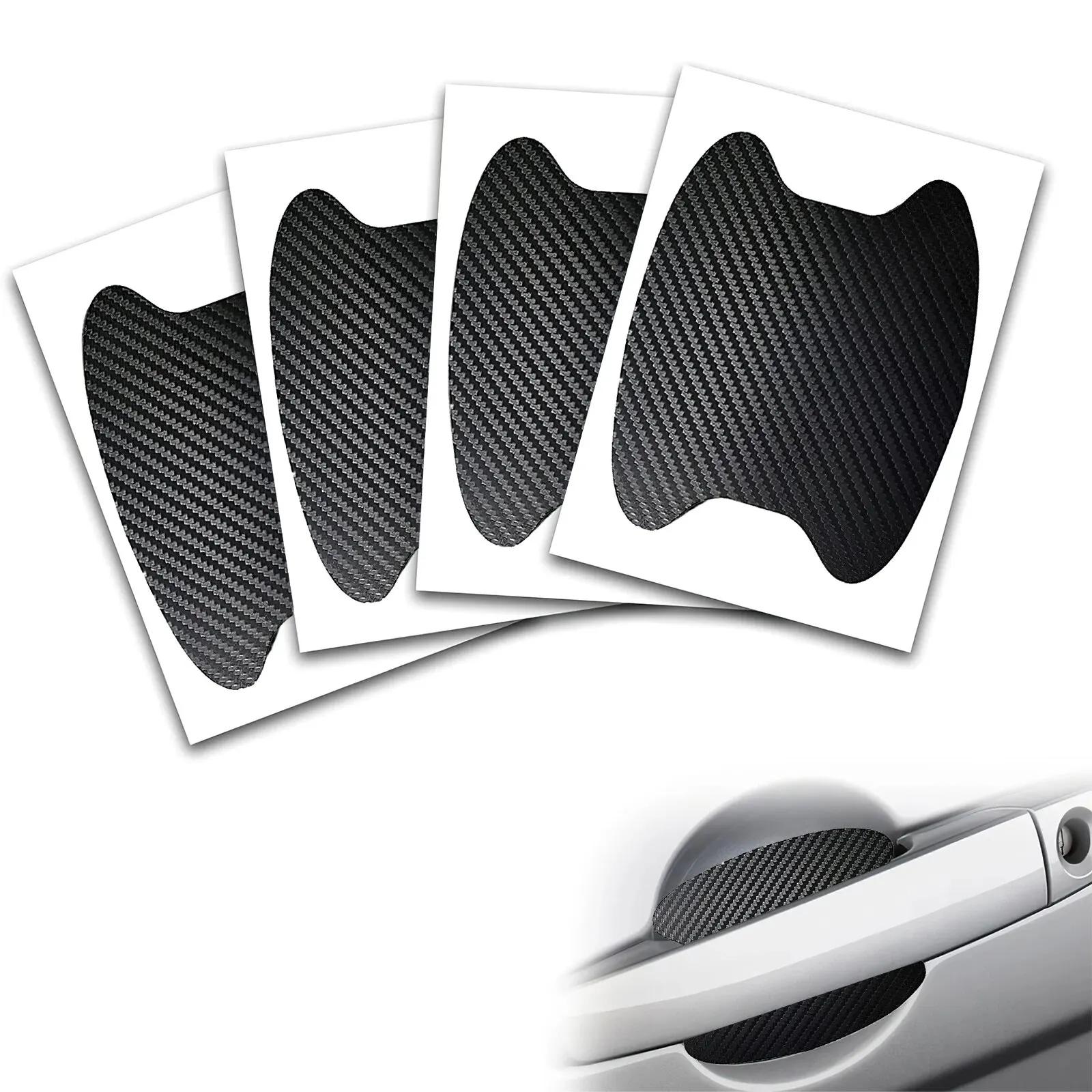 4pcs Car Door Handle Protector Bowl Sticker, Universal Car Carbon Fiber Door Bowl Sticker, For Most Car Protective Pad Sticker чёрный