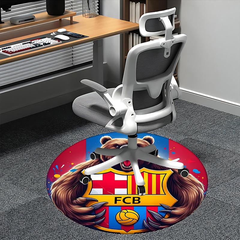 

FCB Bear Crest,Barcelona Football Club Badge Chair mat Round Rug Office carpet, Machine Washable, Non slip, Suitable for Living Rooms, Bedrooms 80cm