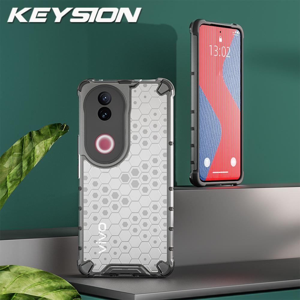 KEYSION Wstrząsoodporne etui Armor dla VIVO V50 5G Miękki silikon+PC Przezroczysty plaster miodu Tylna obudowa telefonu dla VIVO V50 5G
