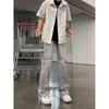 Design gray micro-flared jeans men's summer youth American high street pants straight casual trousers