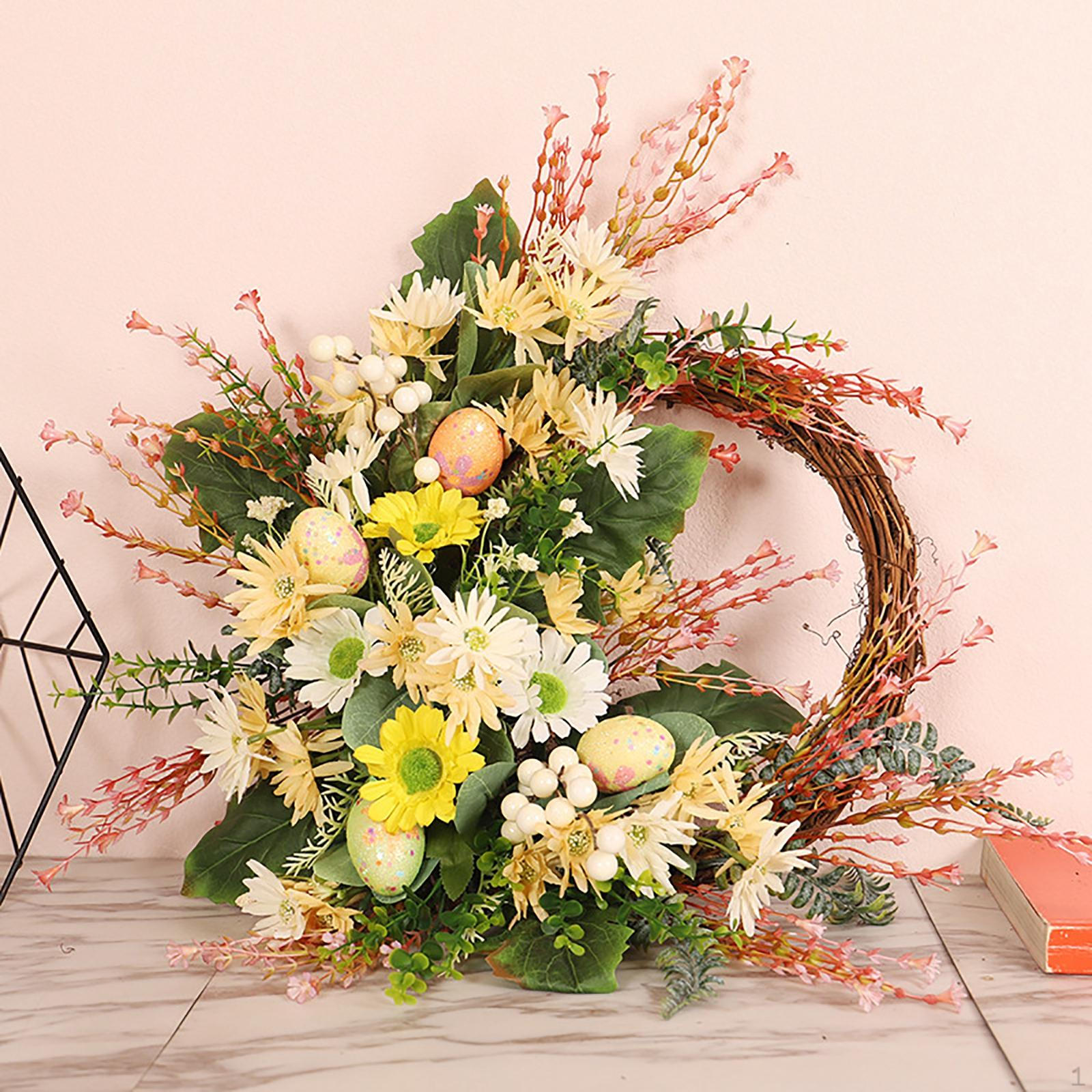 

Easter Wild Wreath Garland Colorful Eggs Greenery Garden
