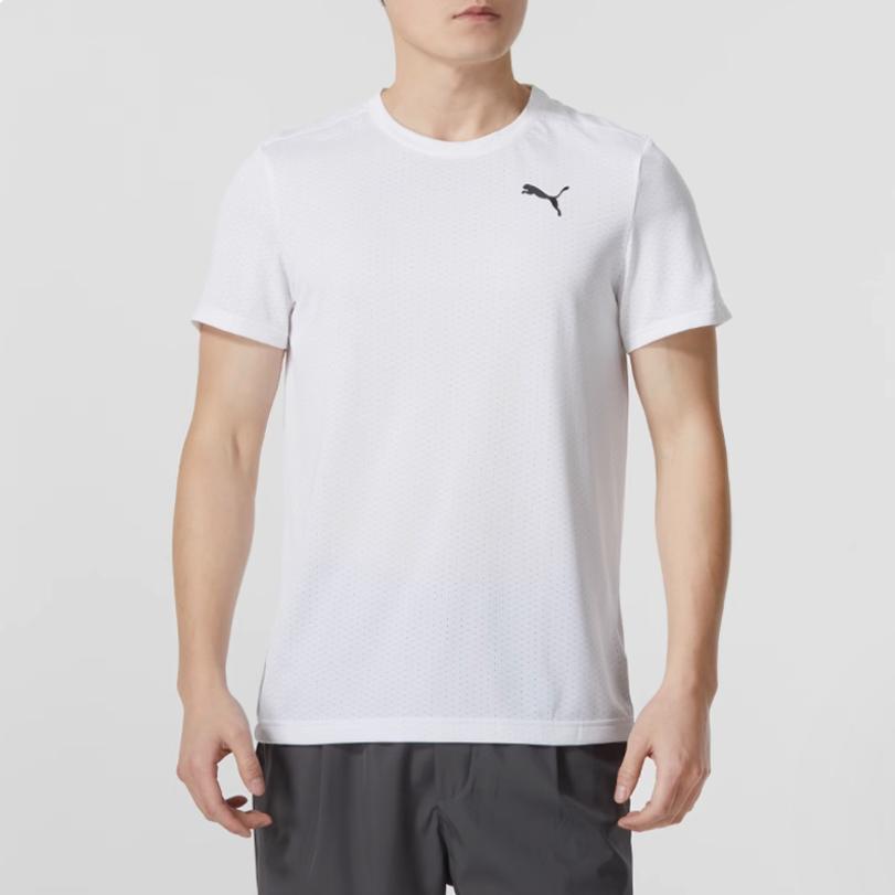 Puma Printed Crew Neck Pullover Casual Short Sleeve T-Shirt Men Tops White 523002-02