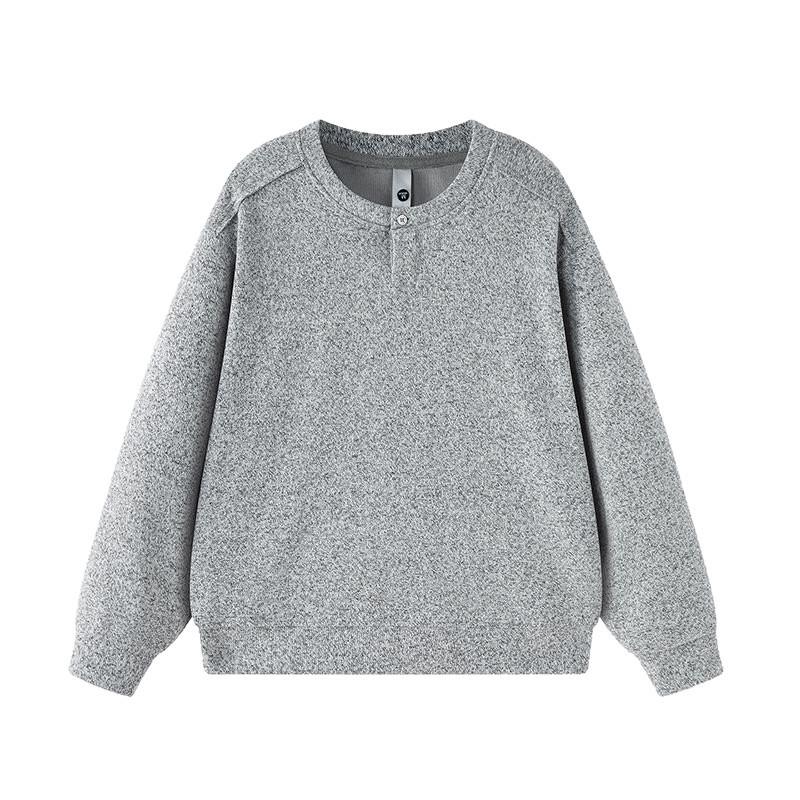Herren Casual Langarm Sweatshirt Lockerer Schnitt Einfarbige Runde Halslinie Tägliches Tragen Mode Top