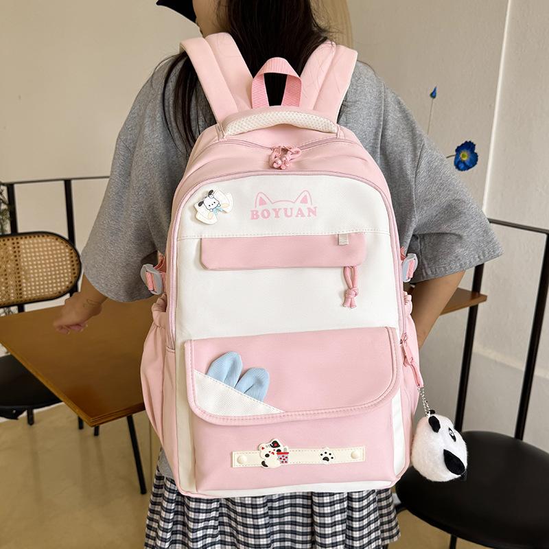 Schoolbag schoolbag female ins cute junior high school students versatile contrasting color backpack simple small fresh casual large capacity backpack