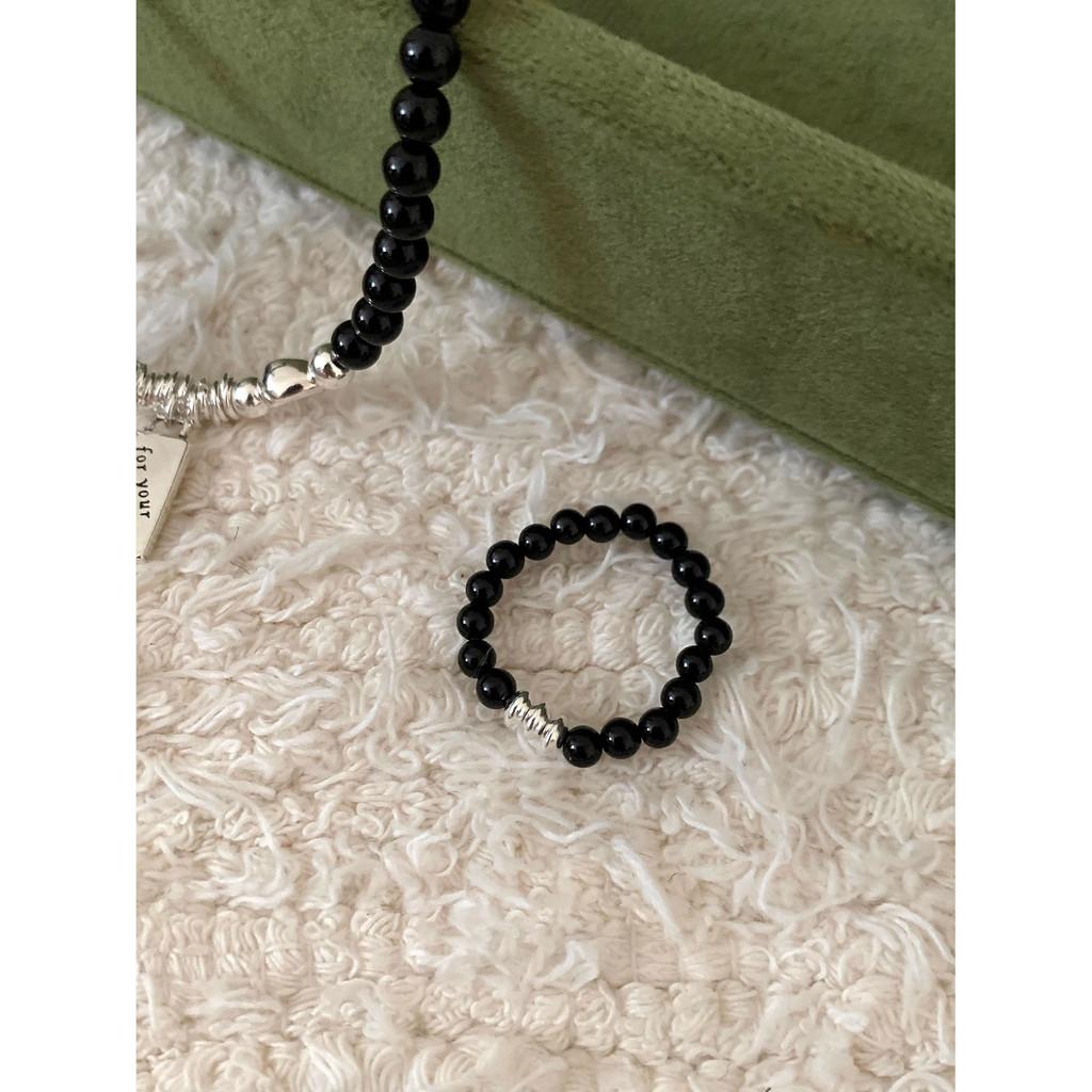 Black Adjustable Versatile Agate Ring For Women With A Touch Of Vintage Charm