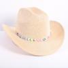 Popular European and American classic western denim straw hat, men's and women's fashion outdoor sunscreen sequined straw hat