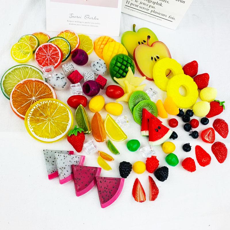 Simulation Fruit Models: Lemon, Orange, Strawberry, and Watermelon Slices for Decoration & Photography Props