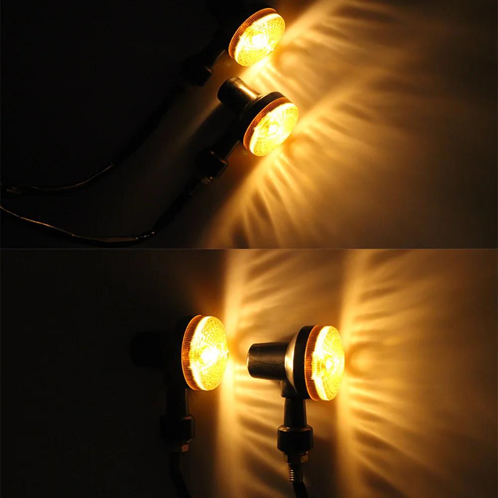 2PCS Universal Motorcycle Turn Signal Lights Indicator Lamp Amber Flashers Light for Kawasaki Suzuki Harley Honda Cafe Racer