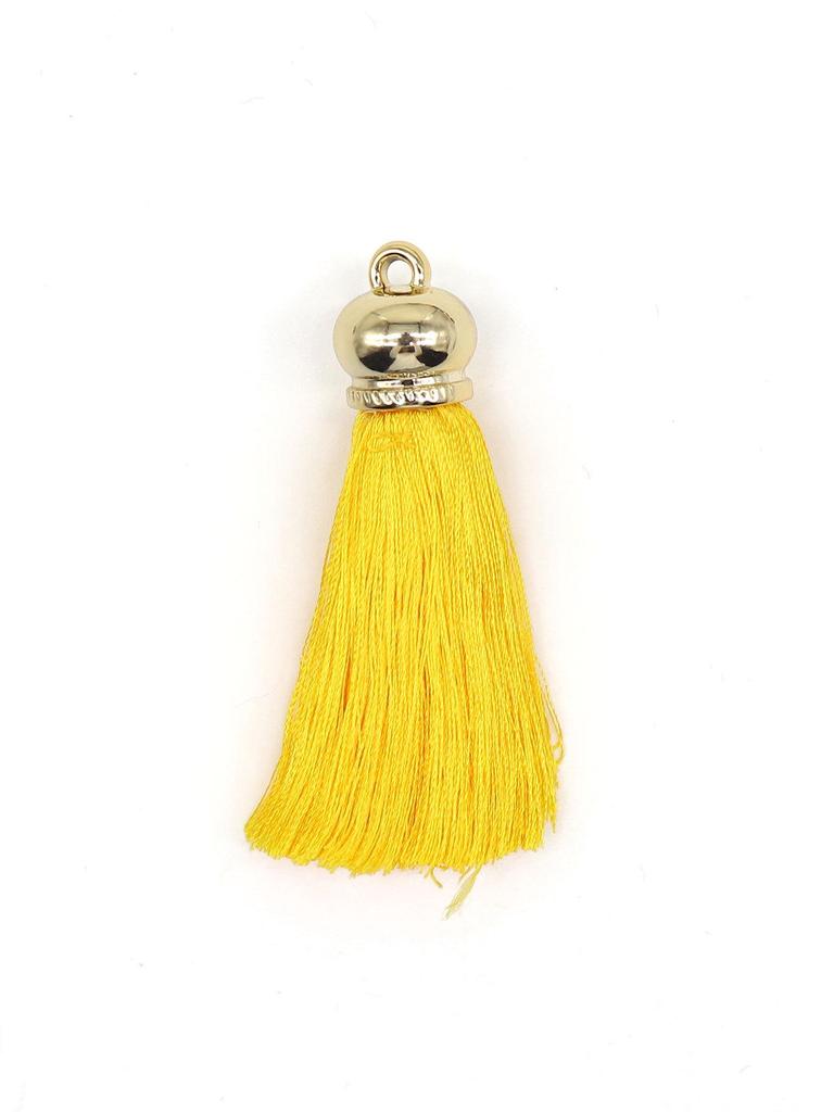 Green Bead Rice Pattern Hat Pendant with Vertical Polyester Tassel