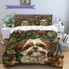Vintage Shih Tzu Pattern Bedding Home Decoration Birthday Gift (1 * Duvet Cover + 2 * Pillowcase, Without Core)