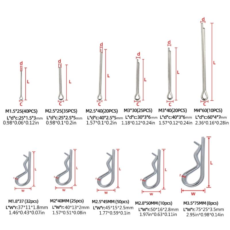 Cotter Pin Clip Retaining Hair Pins Including 5 Sizes Cotter Pins and 6 Sizes Hairpin Cotter Pin Assortment Kit