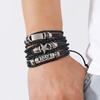 Vintage Punk Style Woven Leather Bracelet DIY Fashion Bangles with Feather Cross Accessories for Men