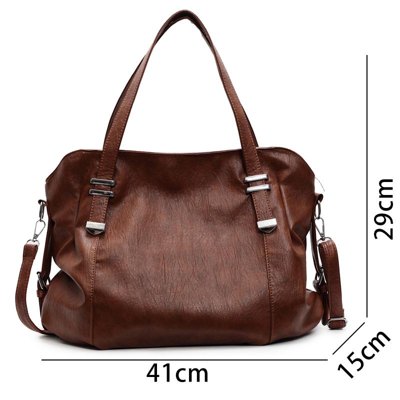 Large Capacity Shoulder Bags for Women Large Shopper Bag Solid Color Soft Leather Crossbody Handbag Ladies Retro Travel Tote Sac