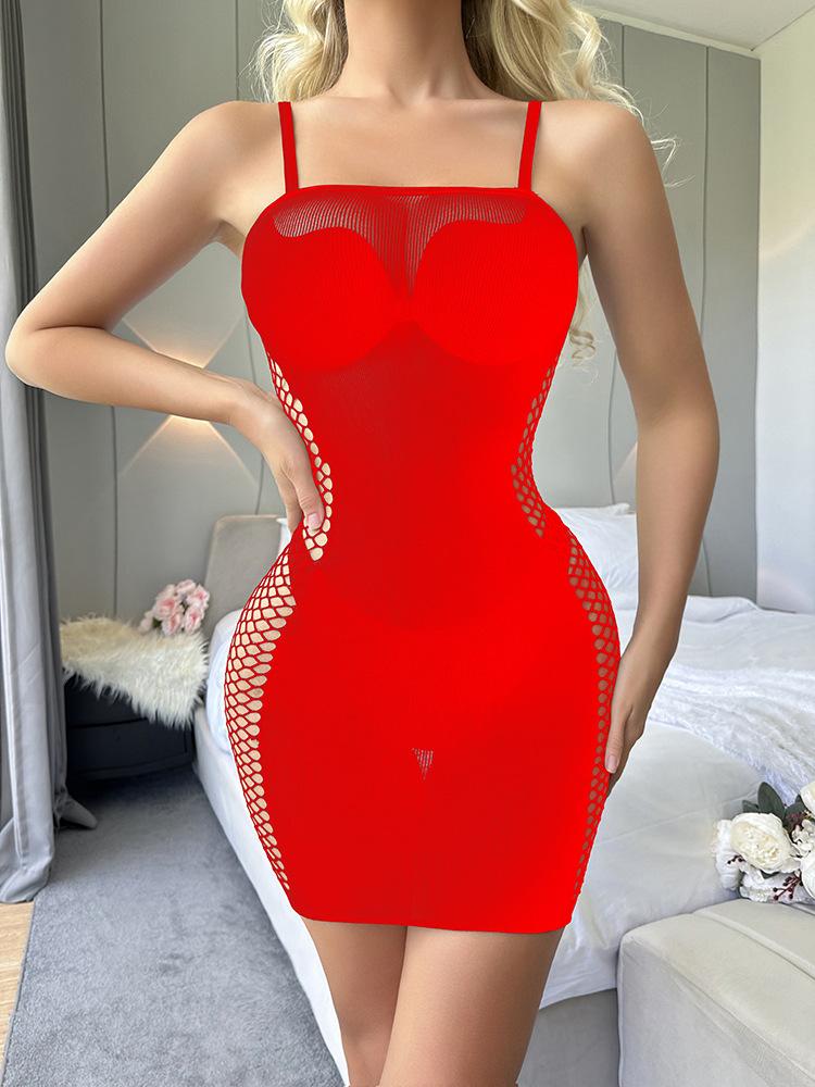 Sexy Underwear Women's Sexy Black Hollow Hip Skirt Showing Breasts Mesh Jacket Jacquard Perspective