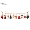 Holiday Party Wall Decor Vintage Christmas Hanging Bunting Garland, 2D Flat Wooden Snowman Elk Stocking Festive Window Showcase Ornaments Tree