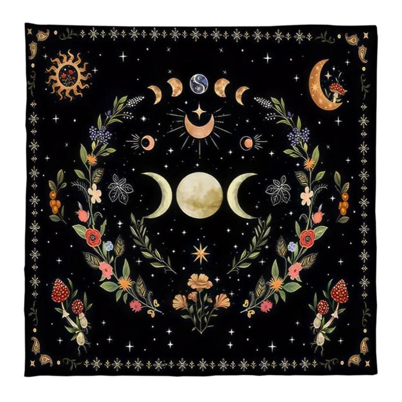 Divinations Tablecloth Moonphases Flower Astrologys Tarot Cards Tablecloth Altars Cloth Divinations Game Accessories
