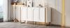 Sideboard Buffet MDF Iron Feet 4 Doors Arch Relief Rounded Corners Push-to-Open Staggered Storage Living Room