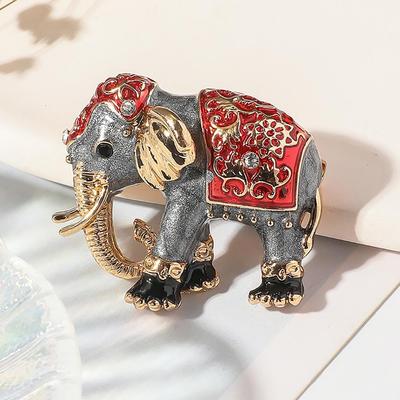 Spilla Elefante Smaltata con Diamanti Retrò - Spilla Piccola da Donna - Accessorio per Cappotto e Maglione