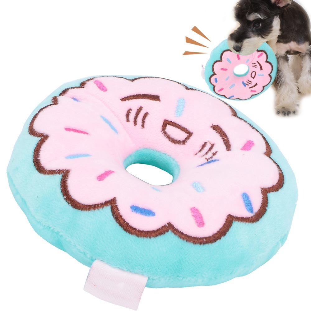 Chew Tough Donut Dog Toy Plush Filled Plush Pet Toy Interactive Dog Chew Toy  Boredom Relief синий