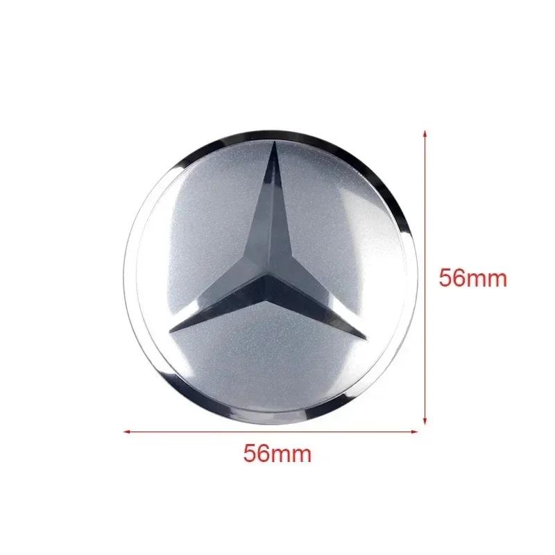 4 Peças 56mm Adesivos de Calota Central de Roda com Logotipo de Carro Acessórios de Alumínio Para Mercedes Benz Amg W205 W211 W204 W212 W213 W203 W176 W221