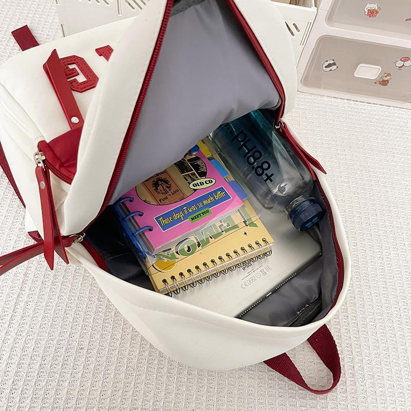 Student schoolbag large-capacity color matching soft girl heart leisure backpack outdoor lightweight alphabet printing travel bag