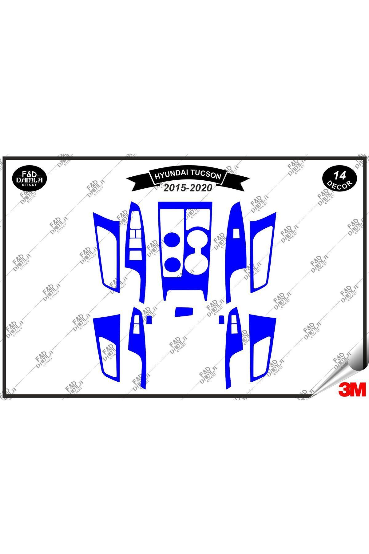 

Hyundai Tucson 2015-2020 Torpido Konsol Trim Göğüs Maun Kaplama Set 14 Parça Mavi