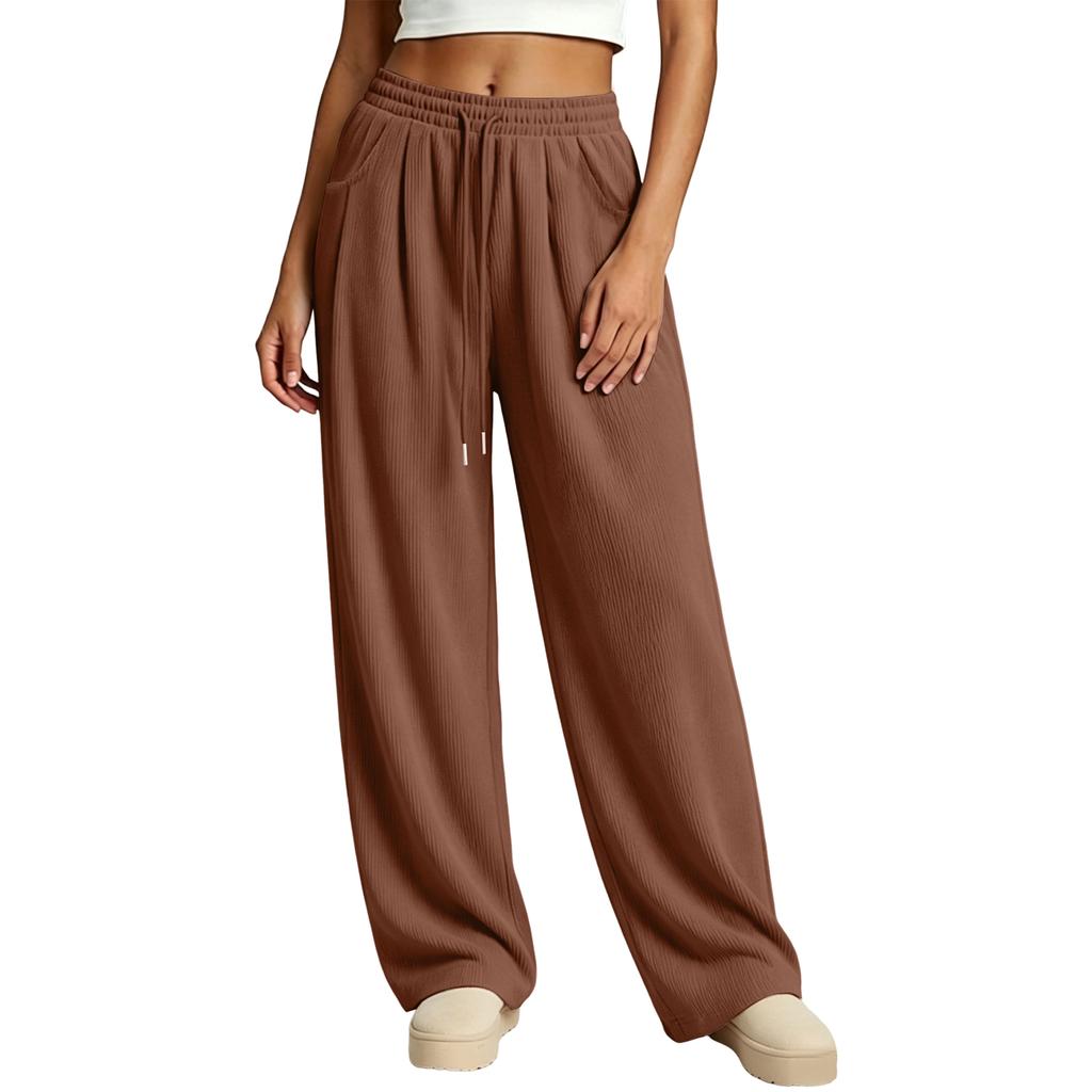 Women's Corduroy Pants Loose Fit Flowy High Waisted Casual Trousers for Everyday Wear
